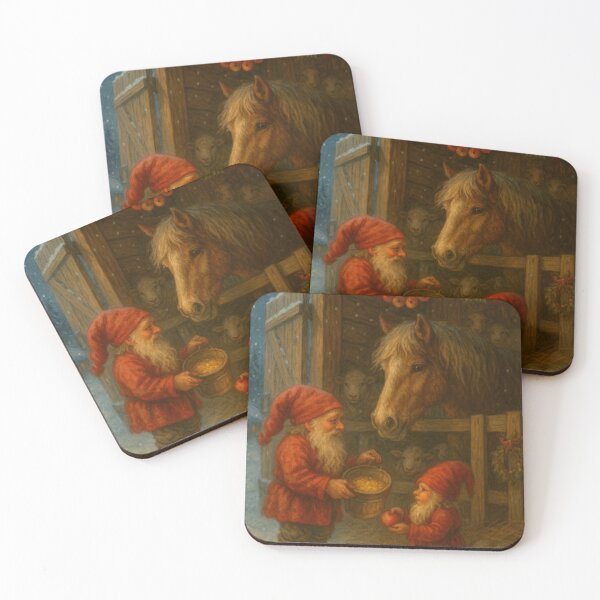 Item preview, Gnome Feeding the Farm Animals – Nordic Christmas Folklore Scene designed and sold by Meandmyshop.