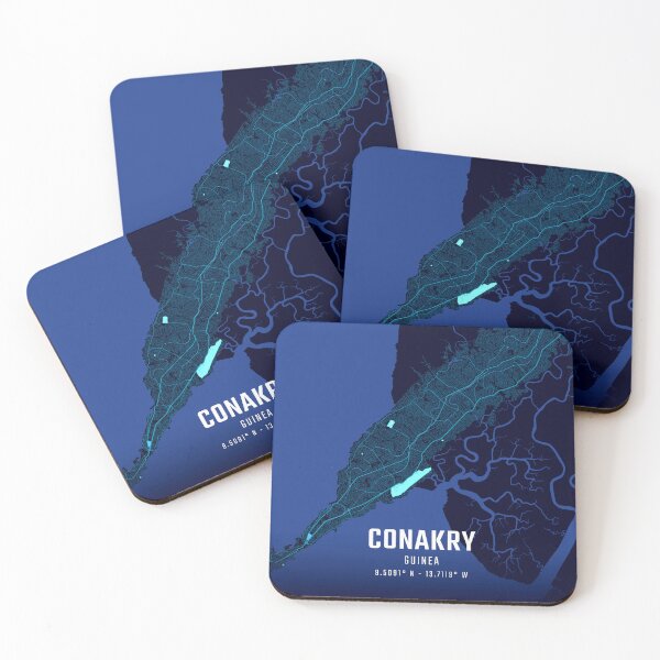 Item preview, Conakry Midnight City Map designed and sold by HomeLivingCo.