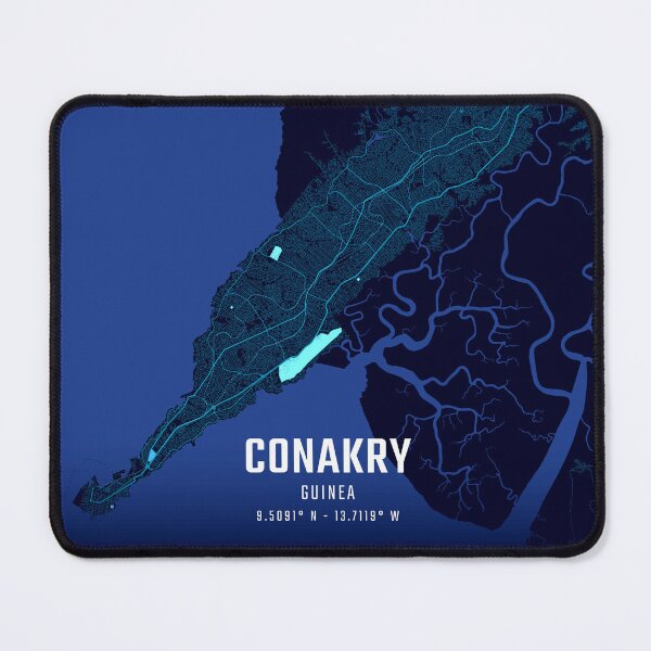 Item preview, Conakry Midnight City Map designed and sold by HomeLivingCo.