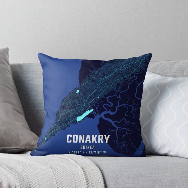 Item preview, Conakry Midnight City Map designed and sold by HomeLivingCo.