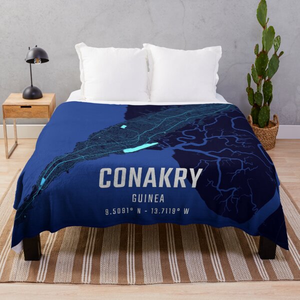 Item preview, Conakry Midnight City Map designed and sold by HomeLivingCo.