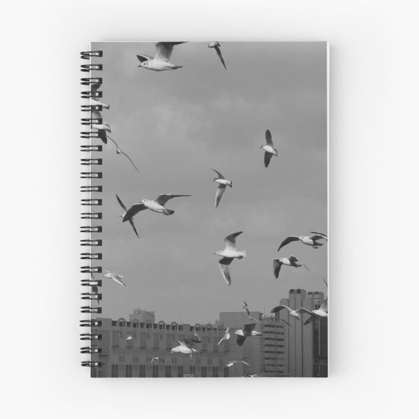 Item preview, Urban Flight: Black & White Seagulls Over Cityscape designed and sold by Greysline.