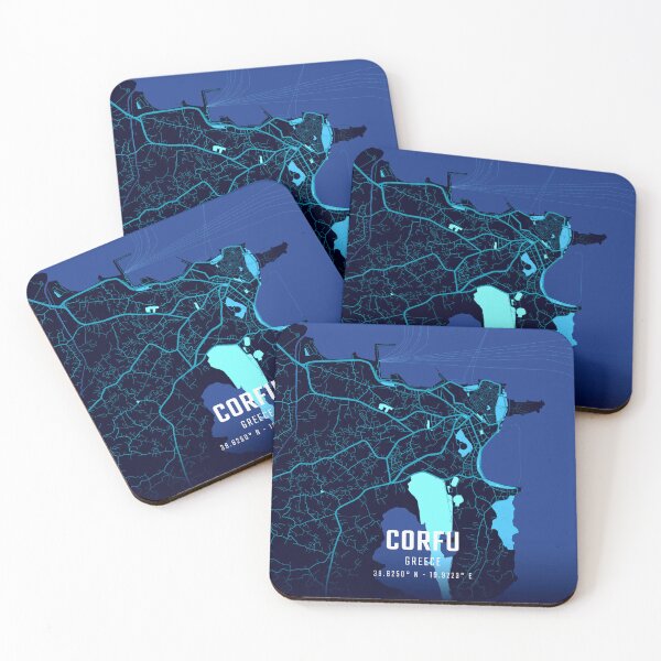 Item preview, Corfu Midnight City Map designed and sold by HomeLivingCo.