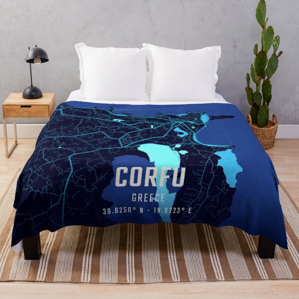Item preview, Corfu Midnight City Map designed and sold by HomeLivingCo.