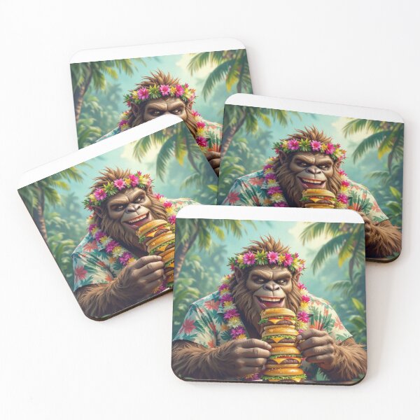 Item preview, Sasquatch enjoys burgers in paradise designed and sold by seahorse crossing.