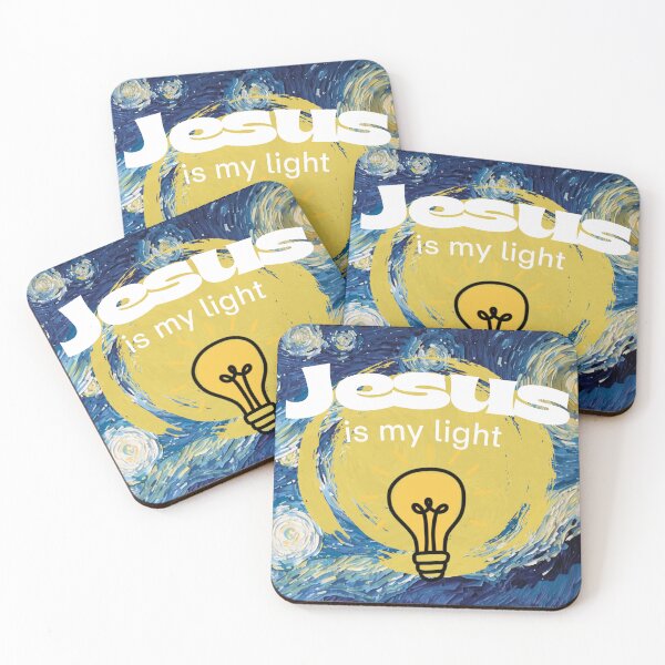 Item preview, Jesus Is My Light – Christian Inspirational Art with Light Bulb & Starry Night Background designed and sold by Darcy'sArtfortheHeart.