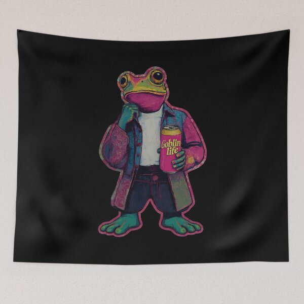 Item preview, Cool Frog with Soda – Goblincore Aesthetic Amphibian Art | Retro Weirdcore Style designed and sold by Goblinlife.
