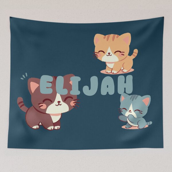 Item preview, Cute Cats and Name Elijah – Kawaii Personalized Design designed and sold by karolinahinc.