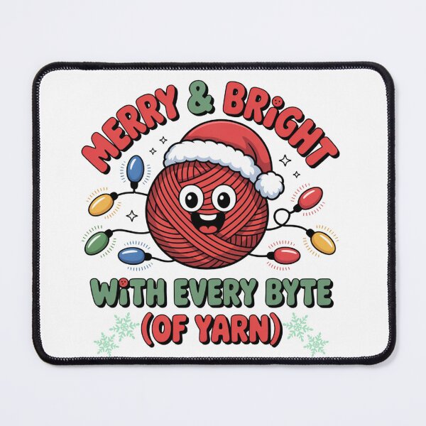 Item preview, Merry & Bright with Every Byte of Yarn – Techie Knitter Holiday Shirt designed and sold by 123artistickay.