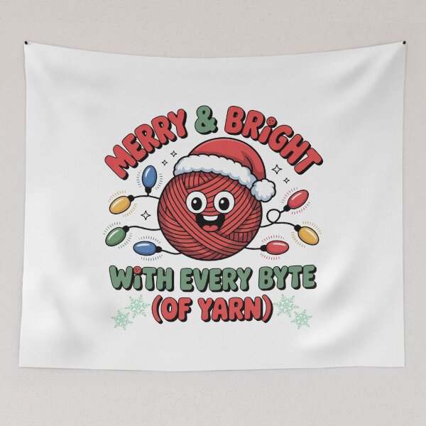 Item preview, Merry & Bright with Every Byte of Yarn – Techie Knitter Holiday Shirt designed and sold by 123artistickay.