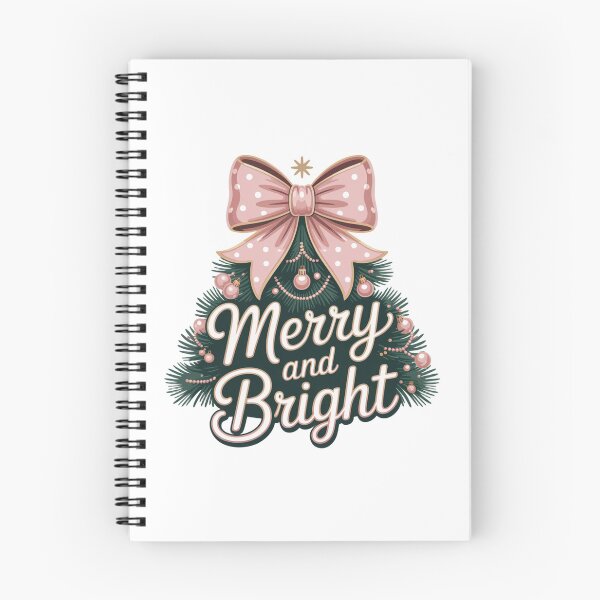 Item preview, Merry and Bright Christmas Tree With Pink Bow designed and sold by SoftStyleStudio ⭐⭐⭐.