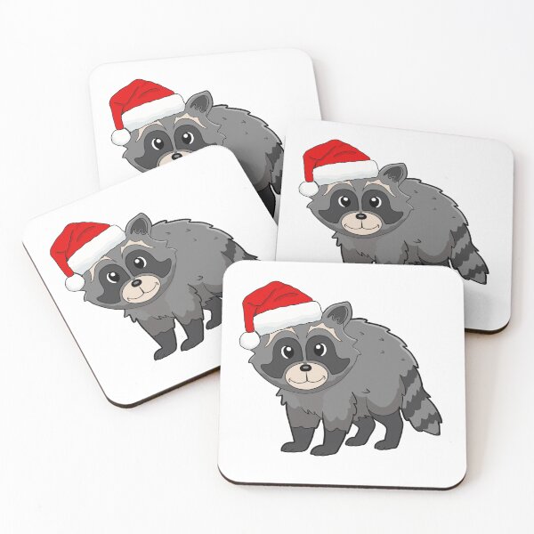 Item preview, Raccoon  with a Christmas Hat designed and sold by irmasarts.