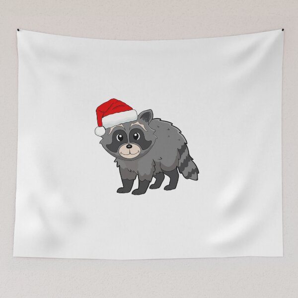 Item preview, Raccoon  with a Christmas Hat designed and sold by irmasarts.