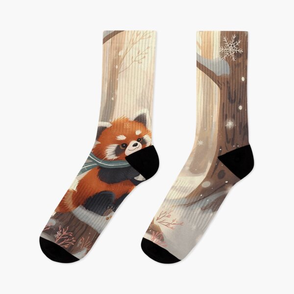 Item preview, Red Panda and Snow Rabbit Sharing Cocoa in the Winter Forest designed and sold by WildlifeWhimsy.