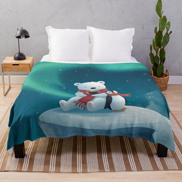 Item preview, Polar Bear and Penguin in a Polar Night Romance designed and sold by WildlifeWhimsy.