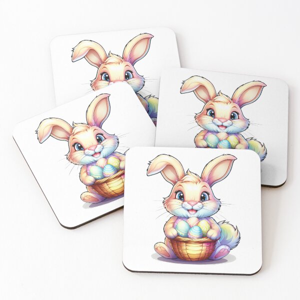Item preview, Fluffy Cartoon Bunny with Colorful Easter Eggs designed and sold by titoangger.