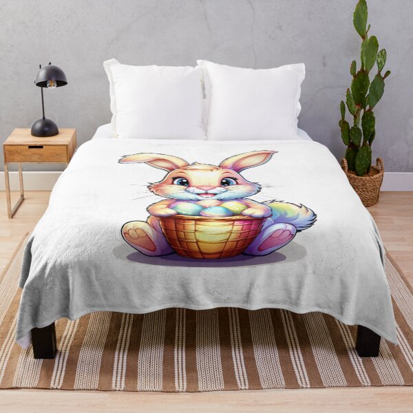 Item preview, Fluffy Cartoon Bunny with Colorful Easter Eggs designed and sold by titoangger.