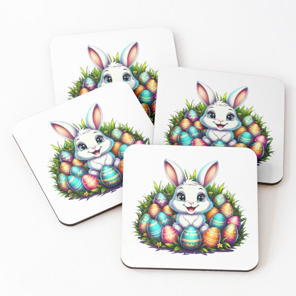 Item preview, Cheerful Cartoon Bunny with Colorful Easter Eggs designed and sold by titoangger.