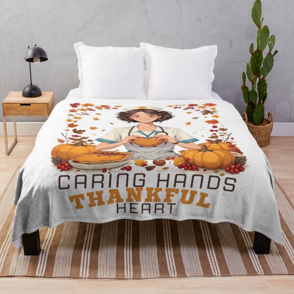 Item preview, Autumn Nurse Thanksgiving Gift: 'Caring Hands, Thankful Heart' RN & Nursing Student Tee designed and sold by VibranPalette.