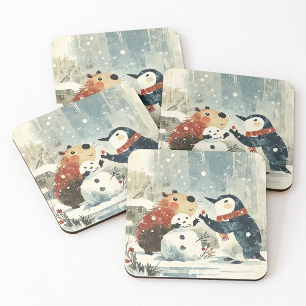 Item preview, Winter Friends Building Snowman designed and sold by Dusk Atelier.