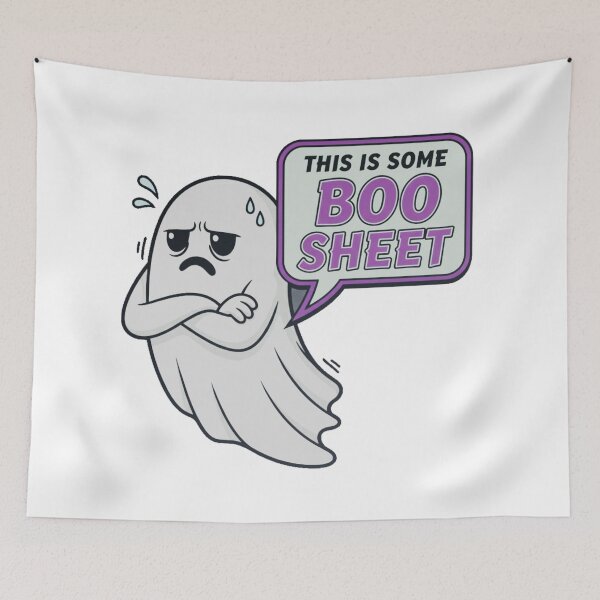 Item preview, Grumpy Ghost "This is Some Boo Sheet" Halloween Pun designed and sold by MRMDesign90.