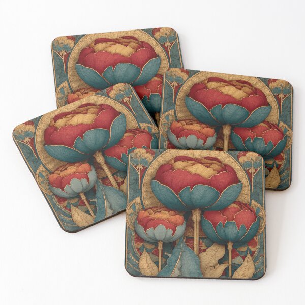 Item preview, Gilded Peony Reverie Art Nouveau Bloom designed and sold by ArgentoArt.