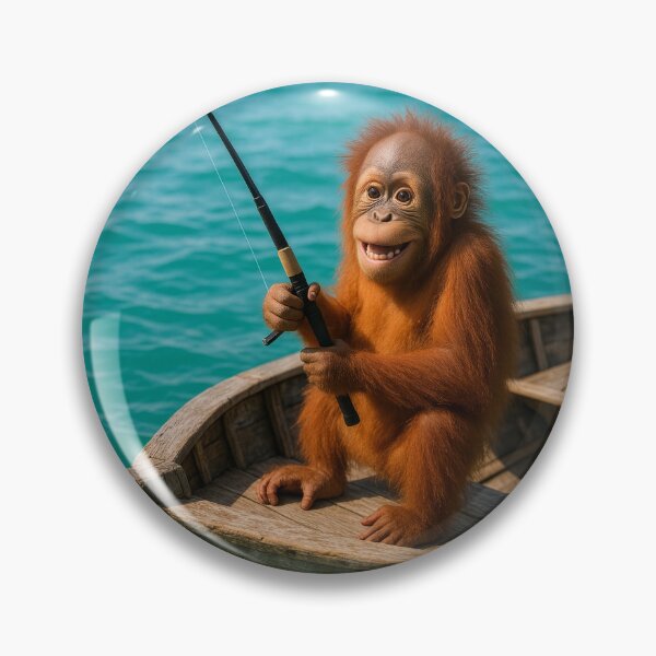 Item preview, Orangutan Fishing on Old Wooden Boat designed and sold by Tridentulus.