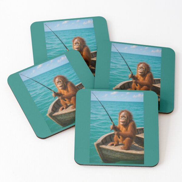 Item preview, Orangutan Fishing on Old Wooden Boat designed and sold by Tridentulus.