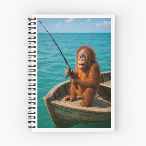 Item preview, Orangutan Fishing on Old Wooden Boat designed and sold by Tridentulus.