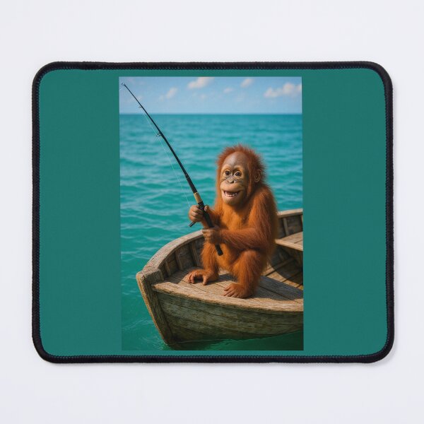 Item preview, Orangutan Fishing on Old Wooden Boat designed and sold by Tridentulus.