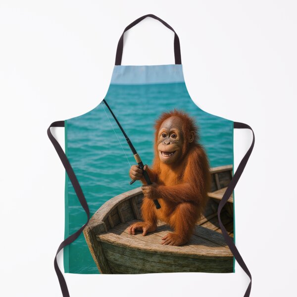 Item preview, Orangutan Fishing on Old Wooden Boat designed and sold by Tridentulus.