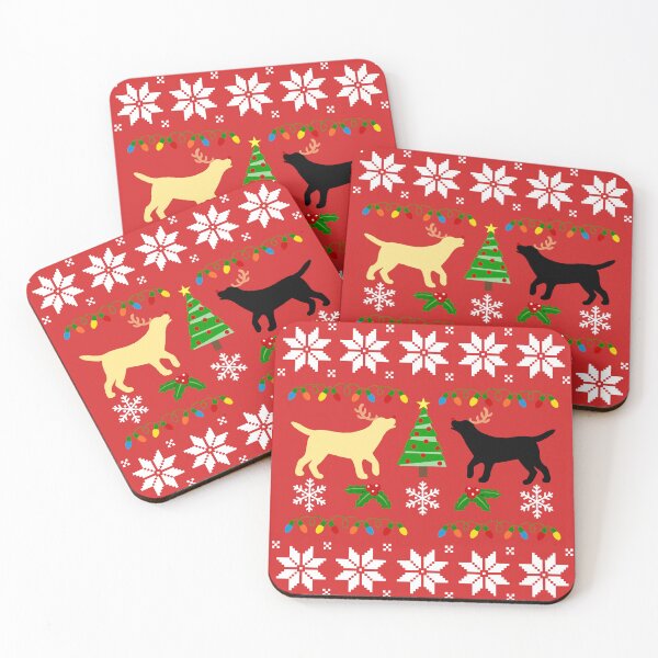 Item preview, Yellow and Black Labrador Ugly Christmas Pattern designed and sold by HappyLabradors.