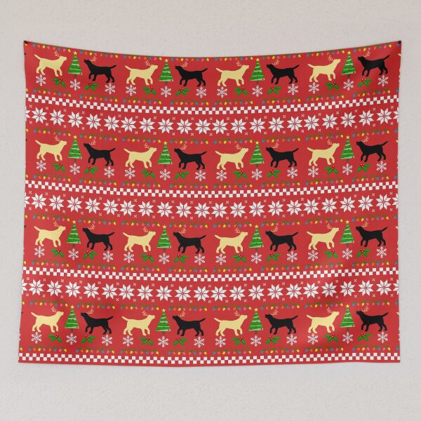 Item preview, Yellow and Black Labrador Ugly Christmas Pattern designed and sold by HappyLabradors.
