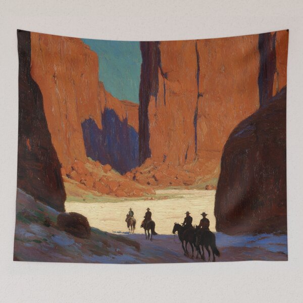 Item preview, Cowboys Riding Through Canyon - Western Desert Landscape designed and sold by trajeado14.