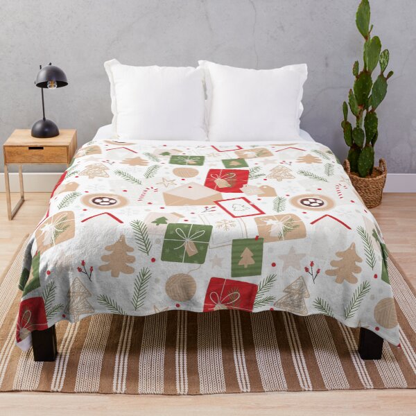 Item preview, Festive Christmas Throw Blanket - Cozy Holiday Design with Gifts, Snowflakes & More designed and sold by FestivityFinds.