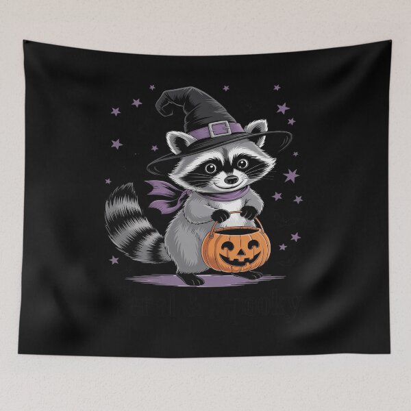 Item preview, Feral & Spooky Funny Witch Raccoon Spooky Halloween Pumpkin designed and sold by JulienAureo.