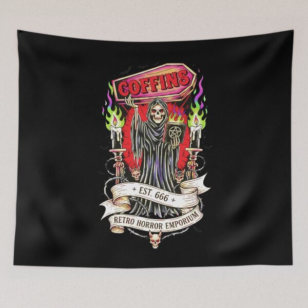 Item preview, Coffins Retro Horror Death Tattoo Flash designed and sold by CoffinsArt.