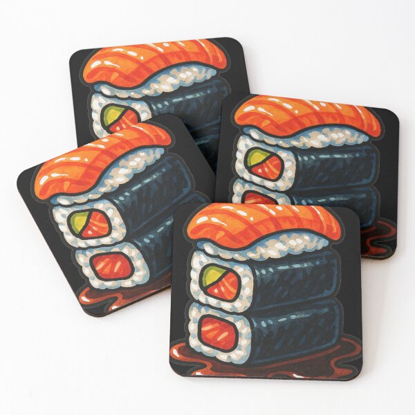 Item preview, Cozy Food Lust – Salmon Nigiri & Maki Stack – Gift for Sushi Lover – Bold Marker Art • Soft Umami Style designed and sold by JacobKAurumhead.