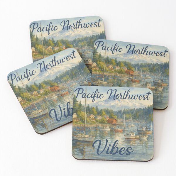 Item preview, Pacific Northwest Vibes Harbor with Mount Rainier designed and sold by Taya Johnston.