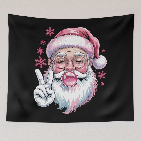 Item preview, Pink Gum Bubble Blowing Santa ,Pink Christmas designed and sold by PunkNation-Arts.