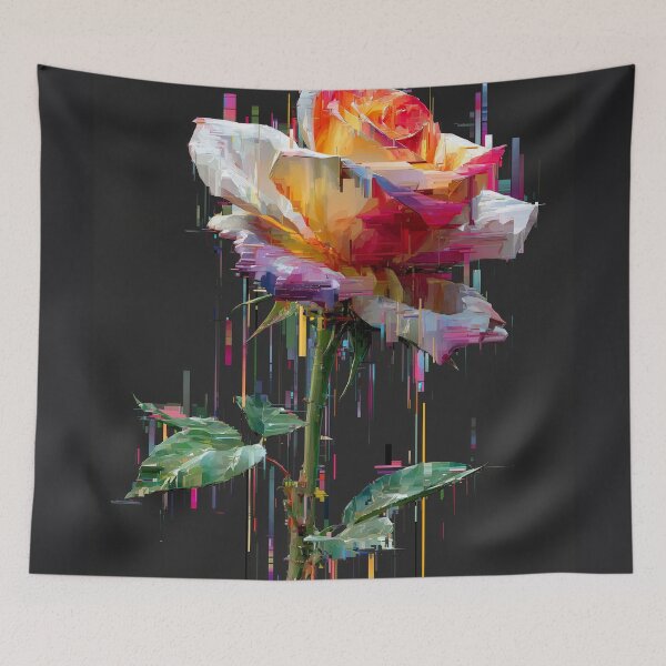 Item preview, Glitch Bloom — Fractured Neon Rose designed and sold by ArgentoArt.