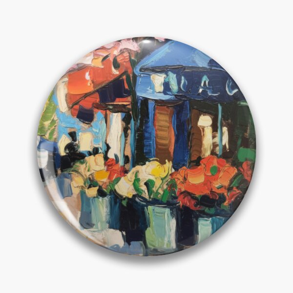 Item preview, Vibrant Blue Awning Flower Market | Paris Street Scene designed and sold by CARRAANN.