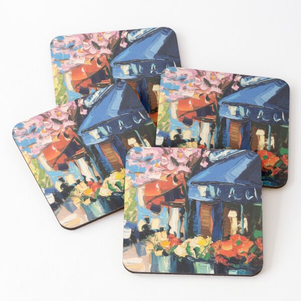 Item preview, Vibrant Blue Awning Flower Market | Paris Street Scene designed and sold by CARRAANN.