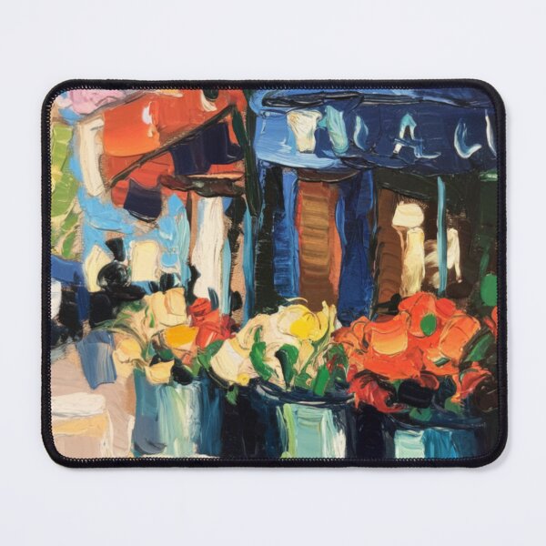 Item preview, Vibrant Blue Awning Flower Market | Paris Street Scene designed and sold by CARRAANN.