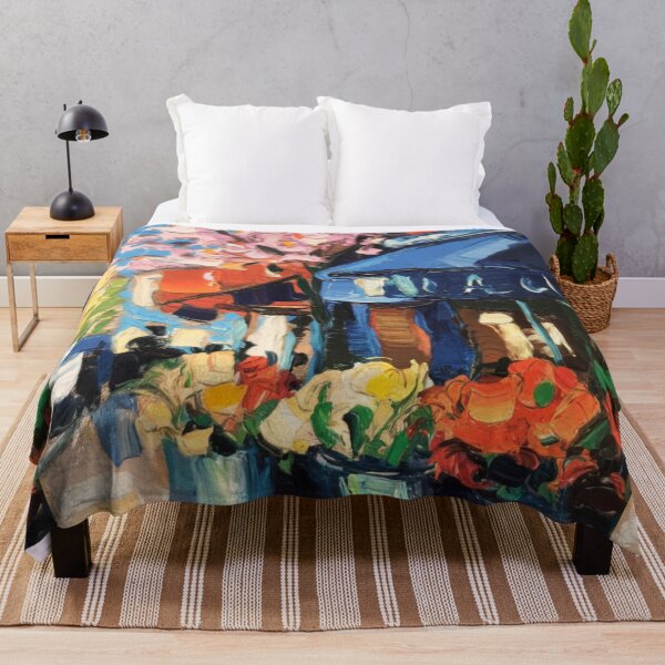 Item preview, Vibrant Blue Awning Flower Market | Paris Street Scene designed and sold by CARRAANN.