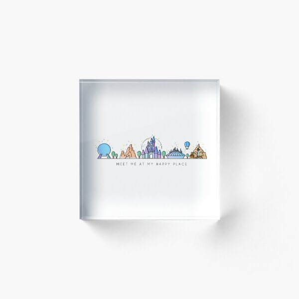 Meet me at my Happy Place Vector Orlando Theme Park Illustration Design Acrylic Block