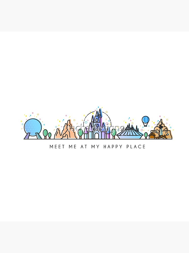 Meet me at my Happy Place Vector Orlando Theme Park Illustration Design by tachadesigns
