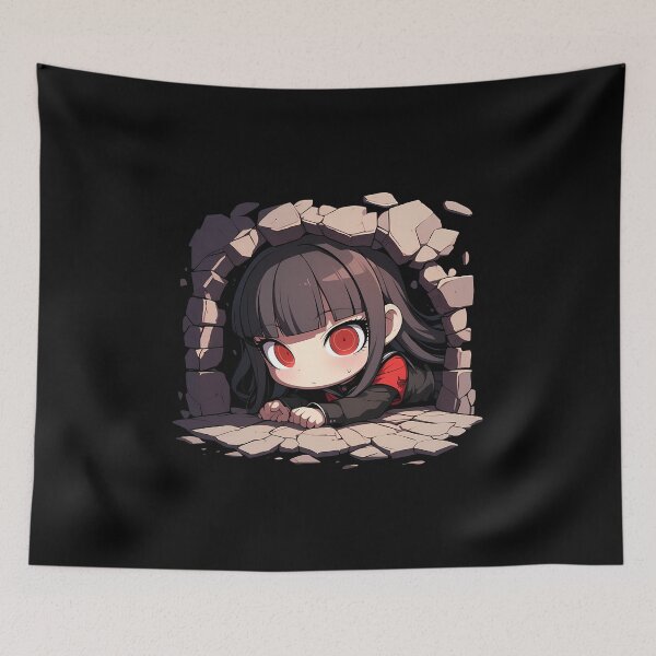 Item preview, Maki Harukawa Peeking Chibi Danganronpa Anime Girl designed and sold by TorbenKuhano.