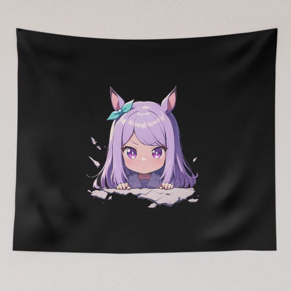 Item preview, Mejiro Mcqueen Peeking Chibi Uma Musume Pretty Derby Anime Girl designed and sold by TorbenKuhano.