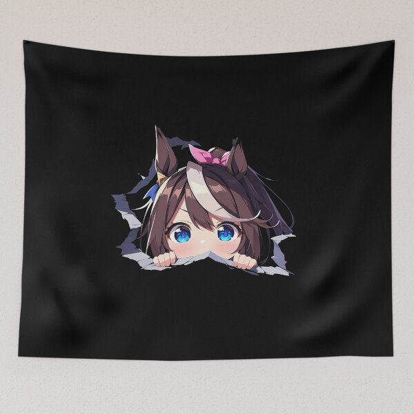 Item preview, Tokai Teio Peeking Chibi Uma Musume Pretty Derby Anime Girl designed and sold by TorbenKuhano.